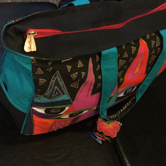 Laurel Burch Cat’s Eyes Large Canvas Tote.18284 - Picture 4 of 5